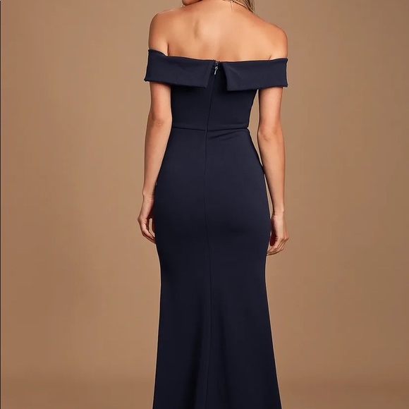 Lulu’s Aveline Navy Blue Off-the-Shoulder Maxi Dress - Picture 4 of 7